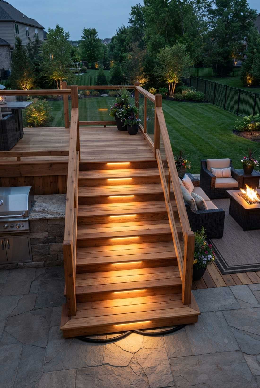 step integrated riser lights