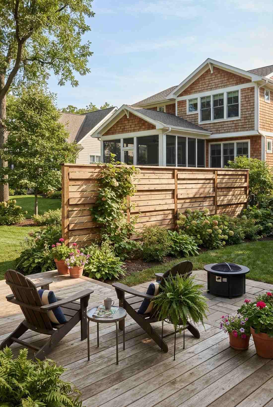 alternating width wood screen