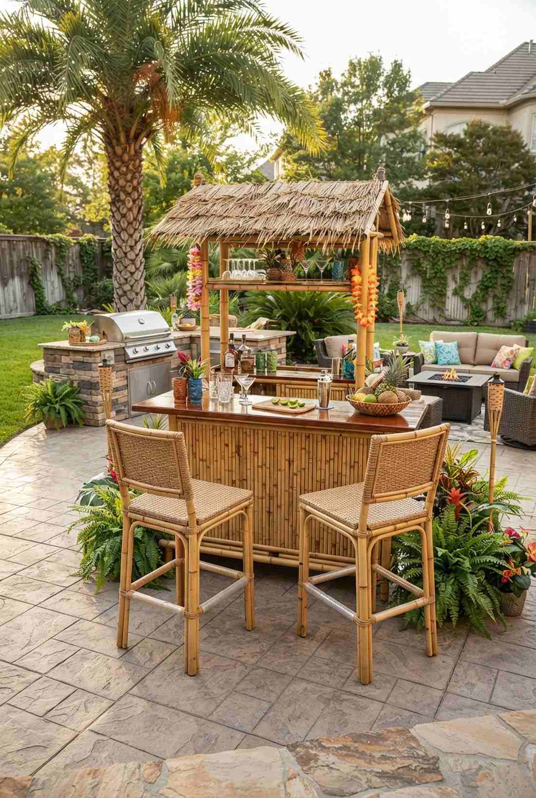bamboo bar stools with footrests