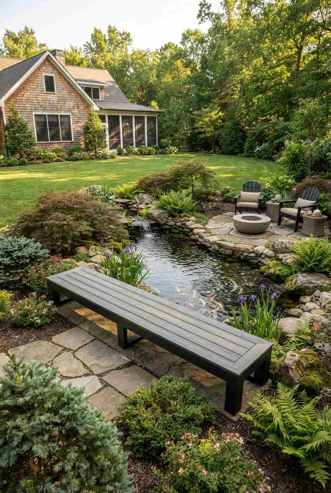 bridge style seating over water