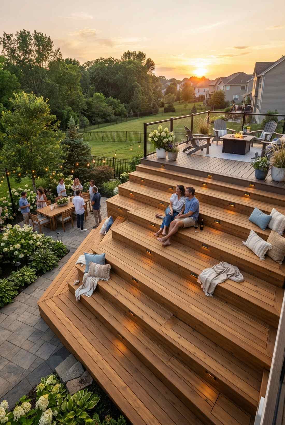 cascading stairway entertainment deck