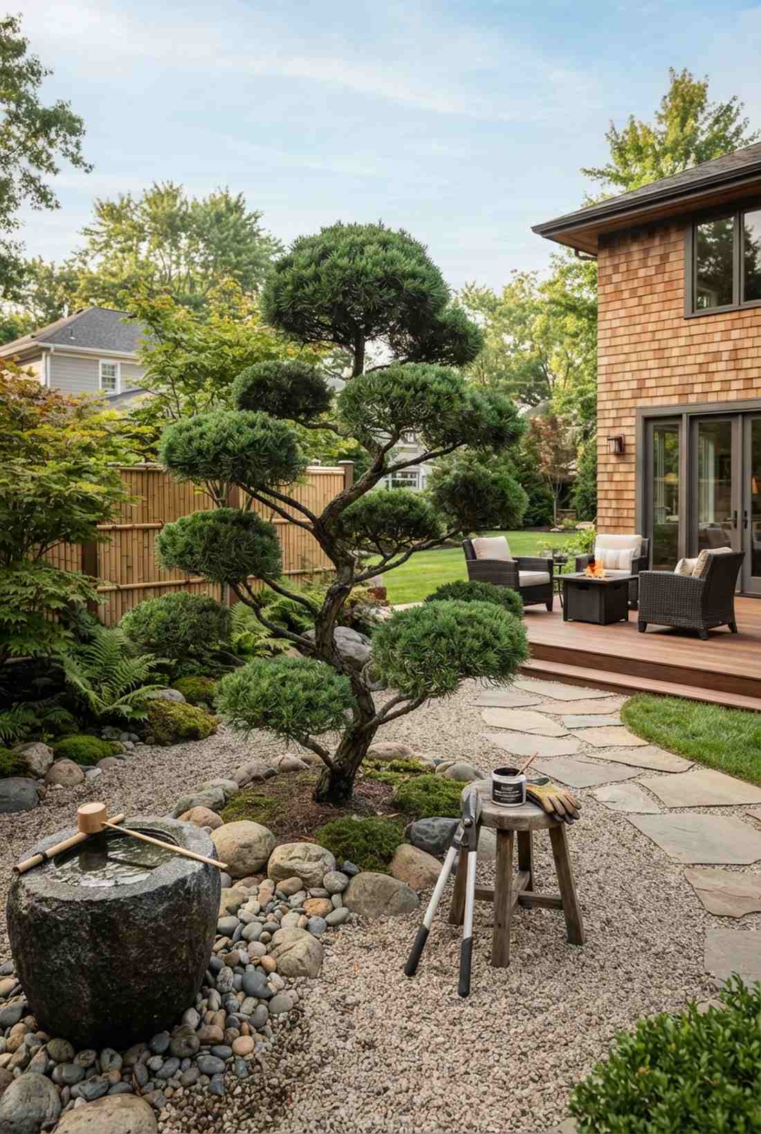 cloud pruned evergreens