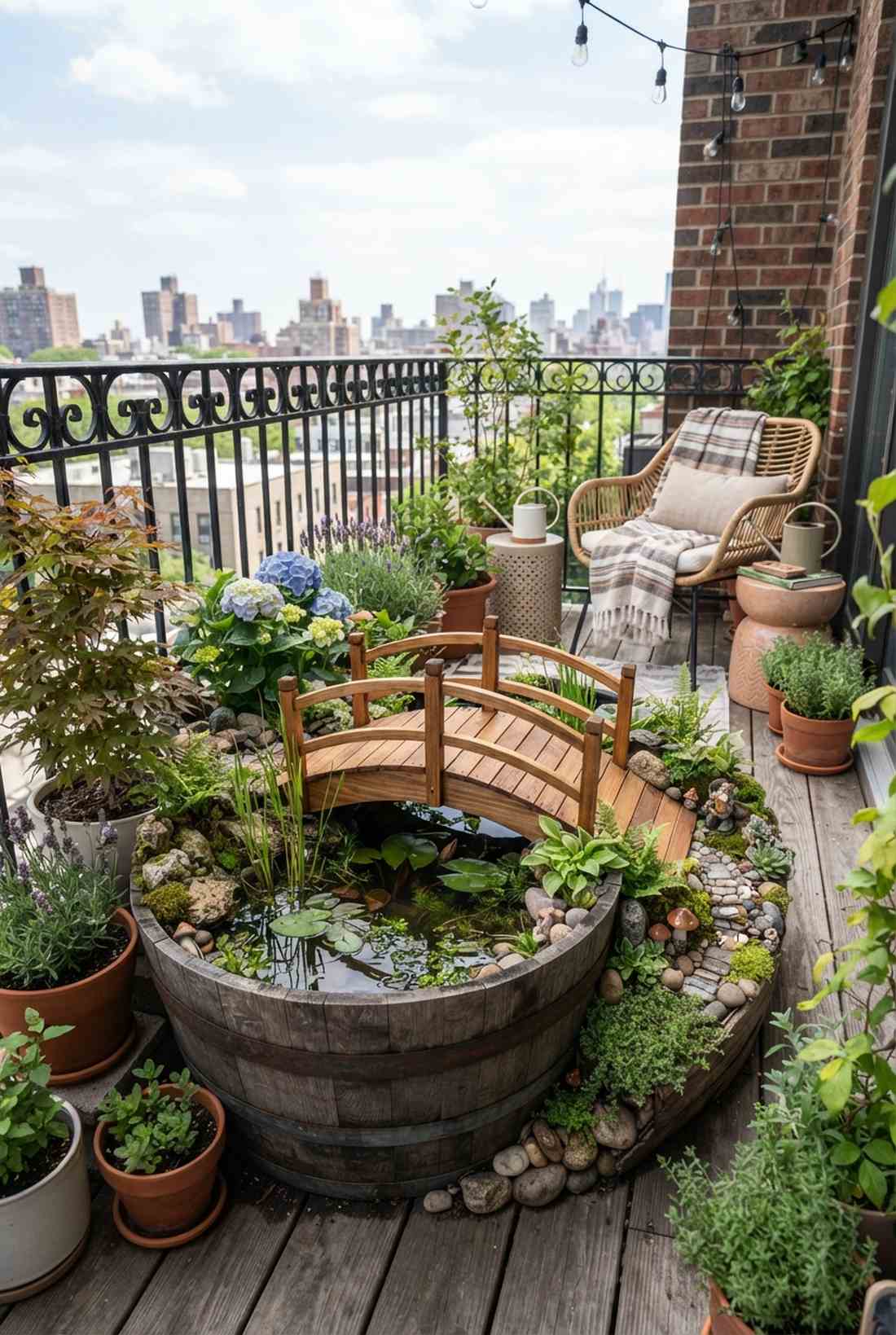 compact arched bridge for container ponds