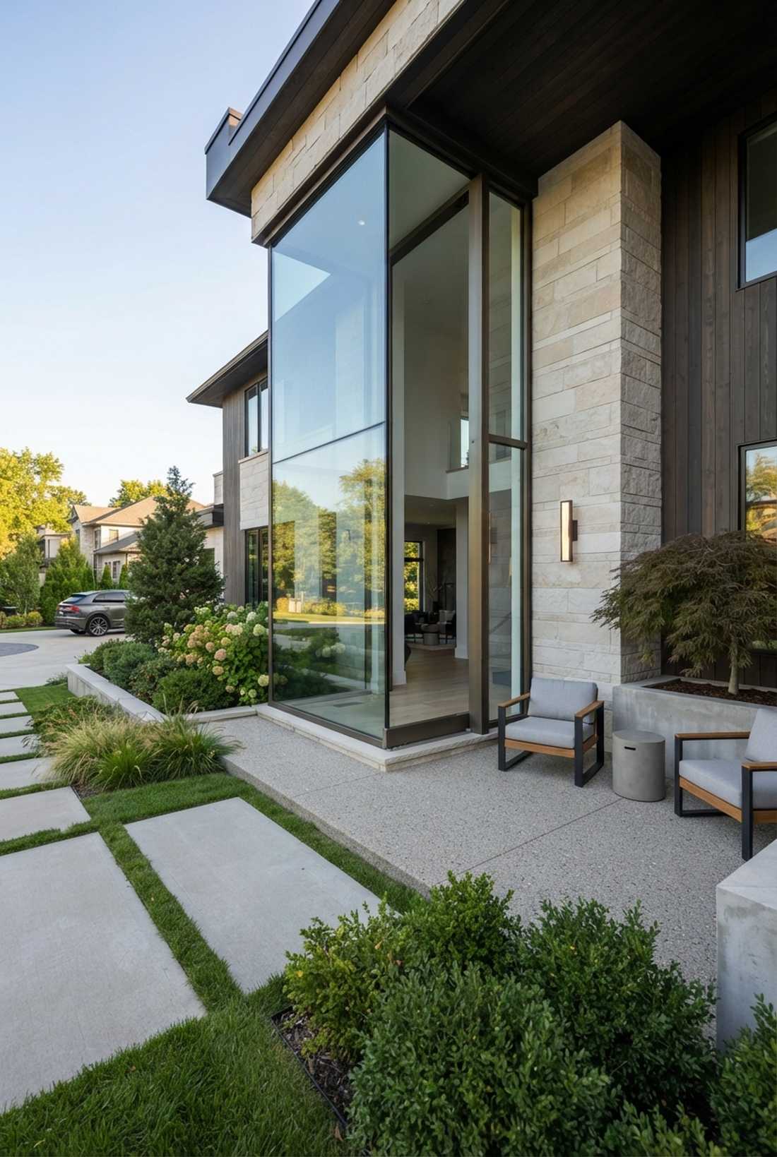 corner glass pivot doors