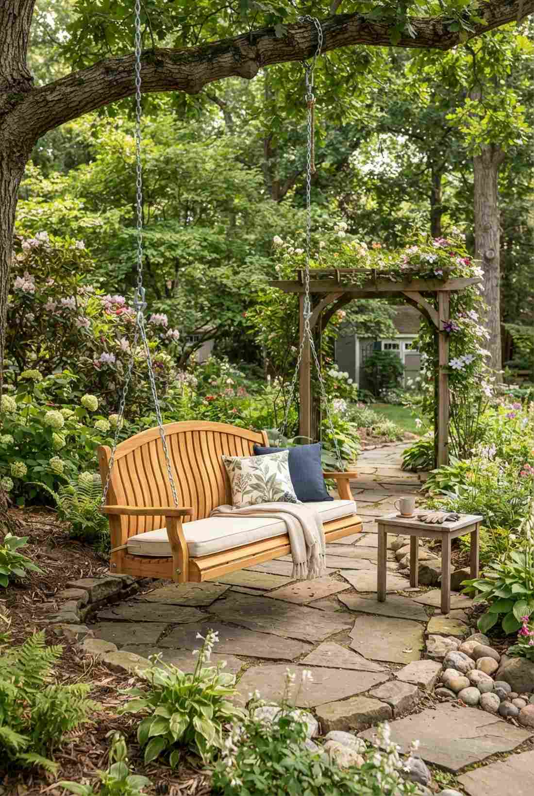 curved back cedar swing