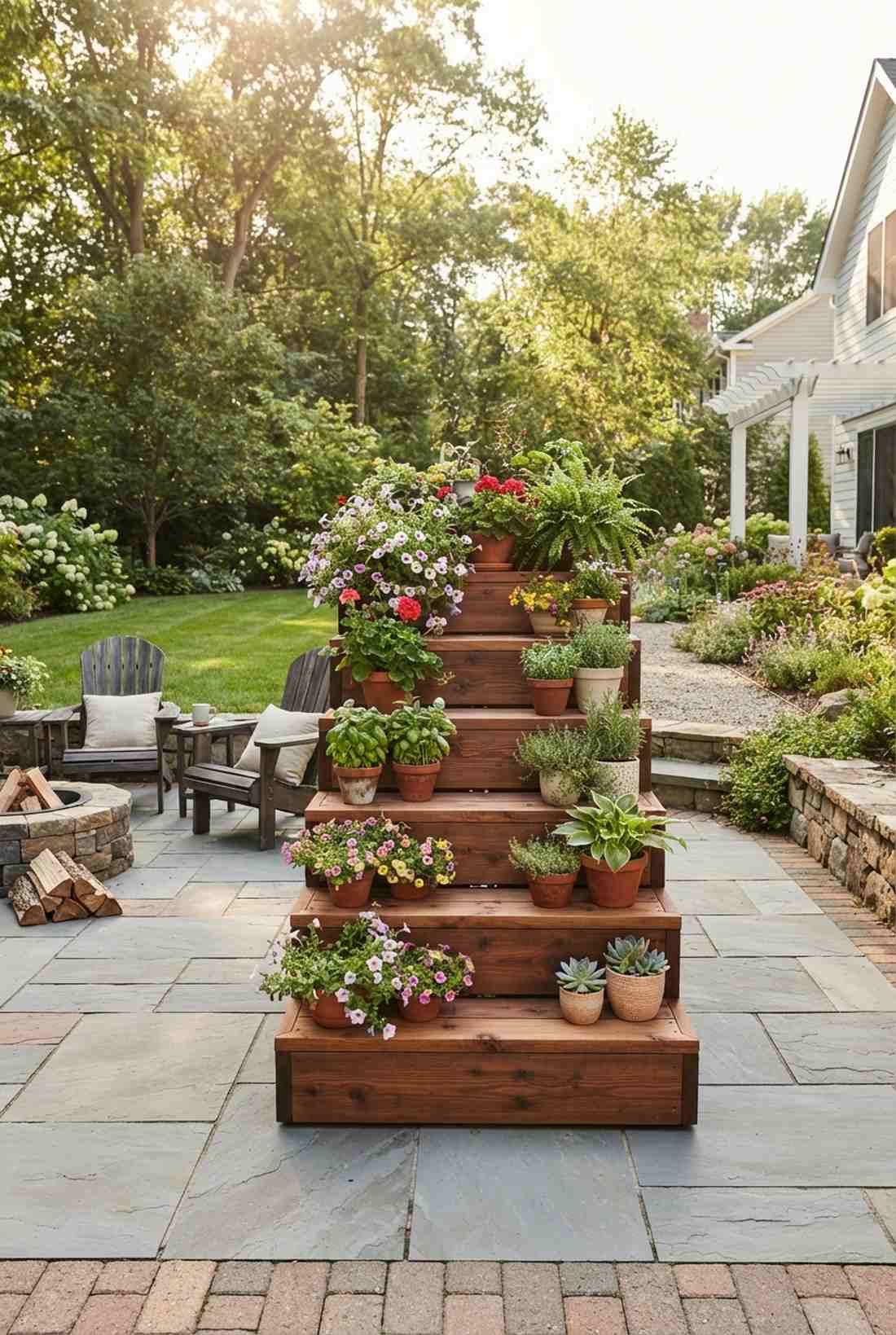 five level wooden staircase