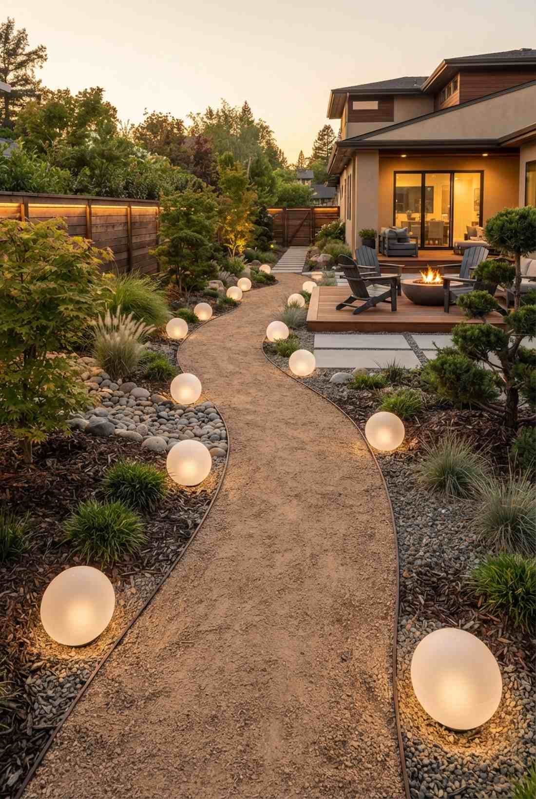 gravel path sphere markers