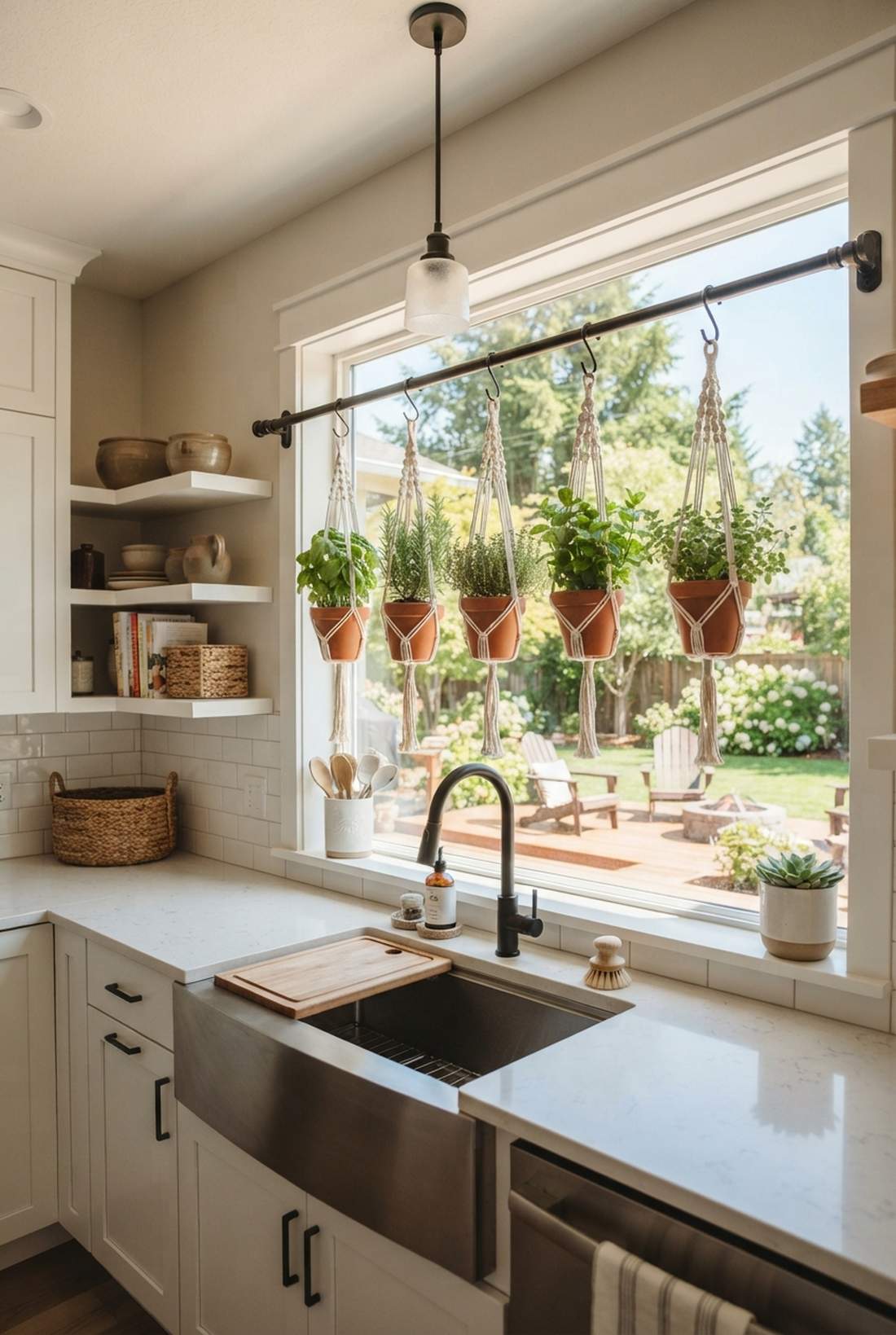 over the sink hanging bar planters