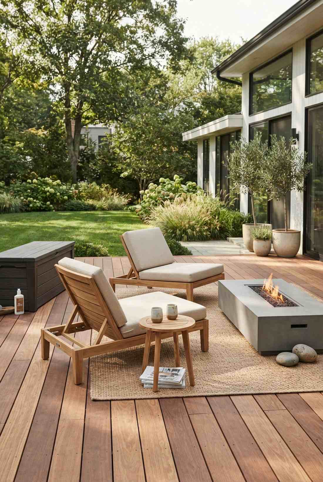 slim profile teak lounge chairs