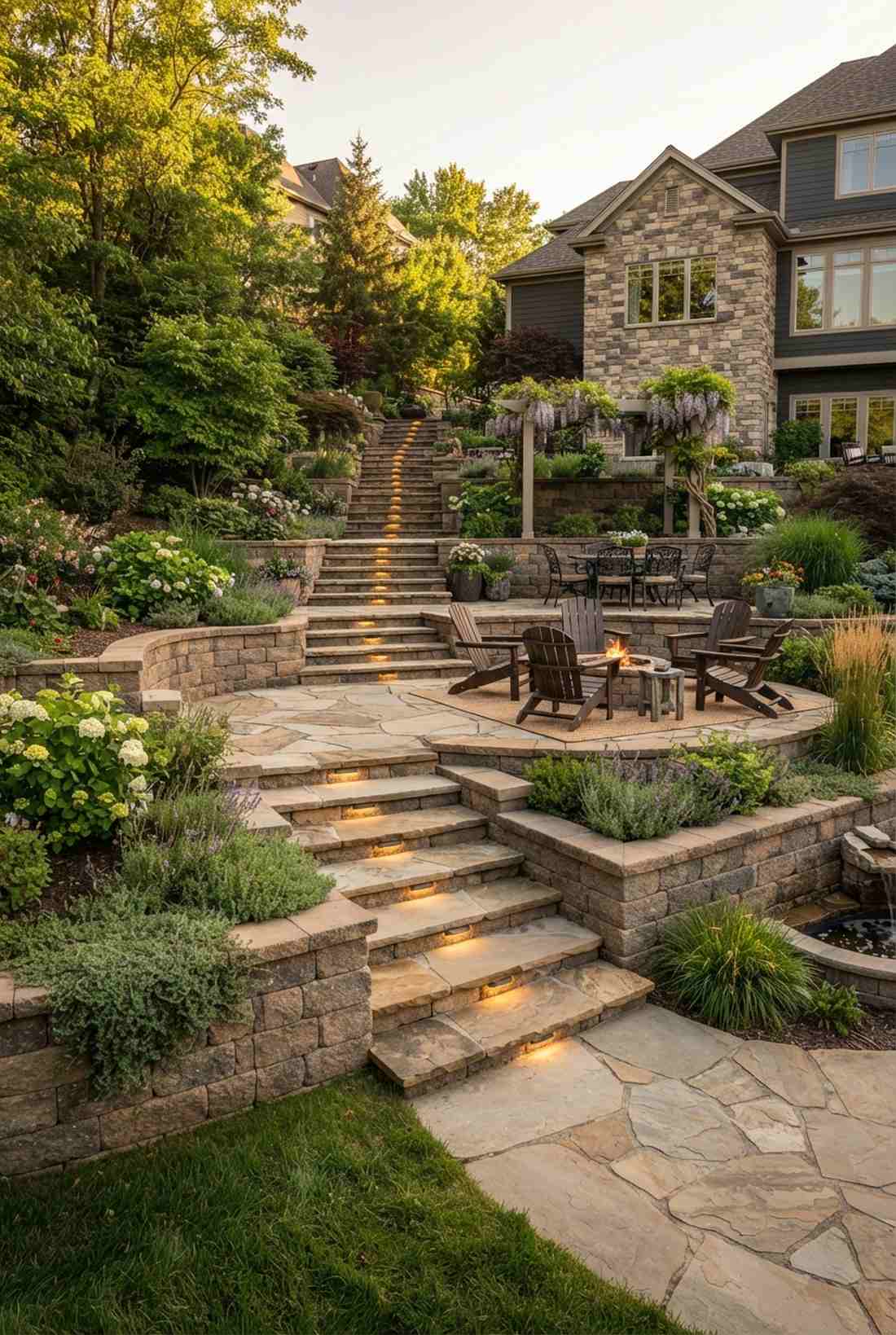stepped terrace flagstone levels