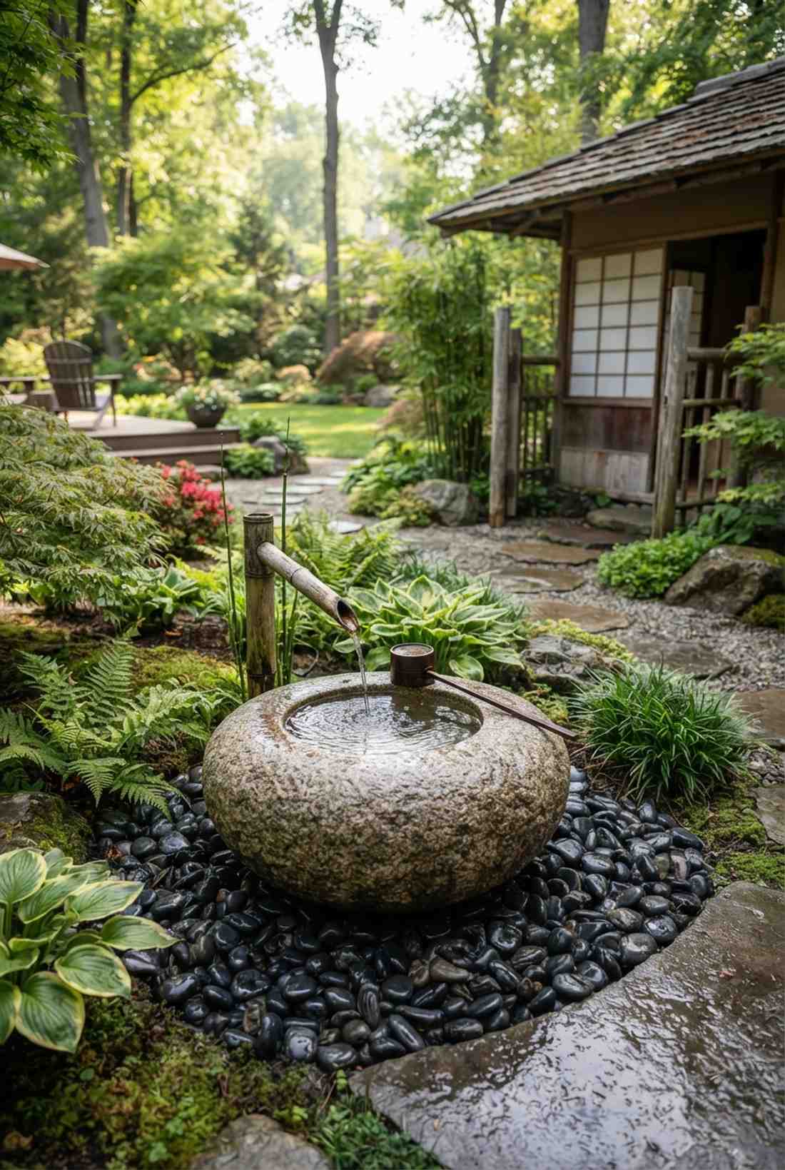 stone water basin tsukubai