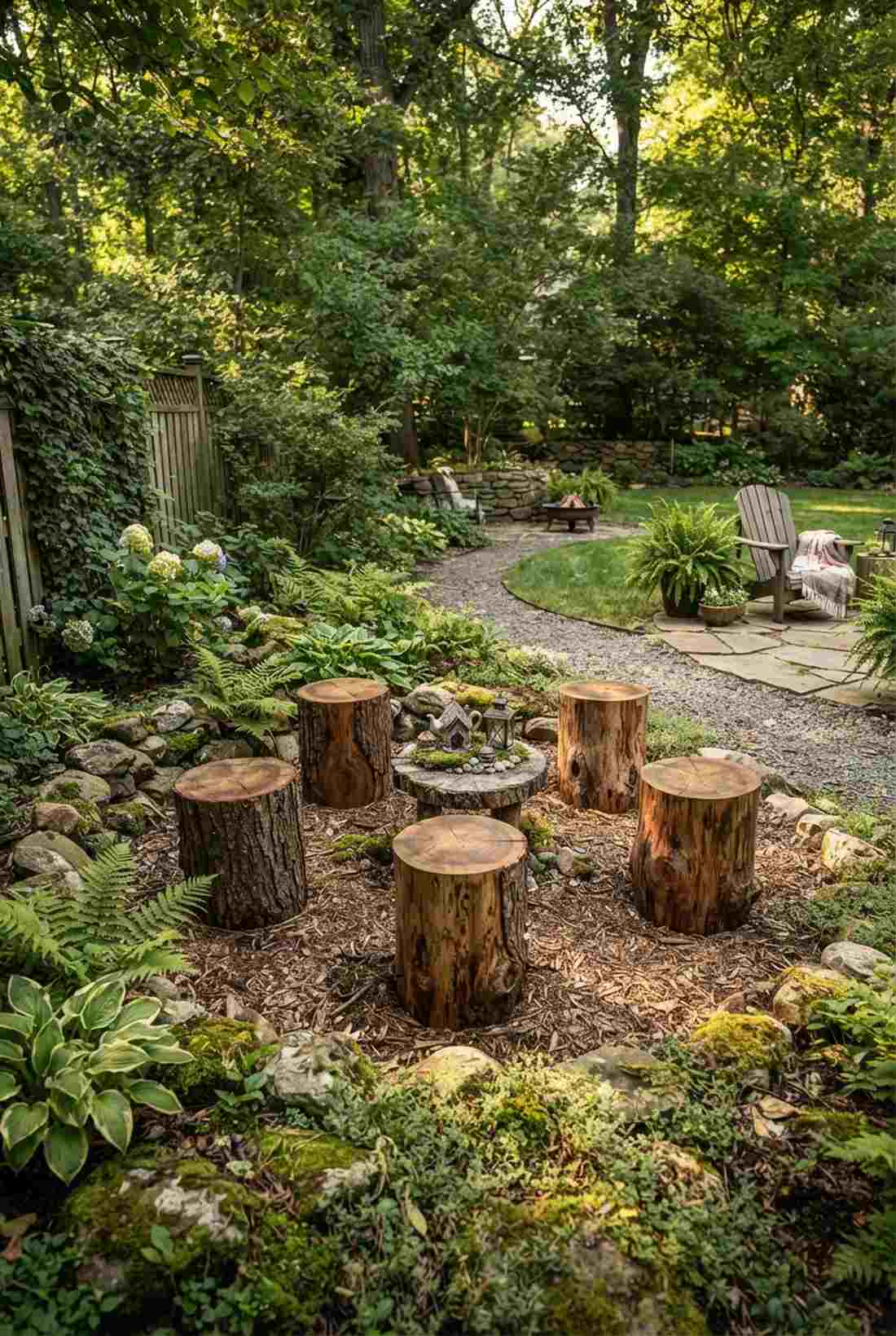 tree stump seating circles