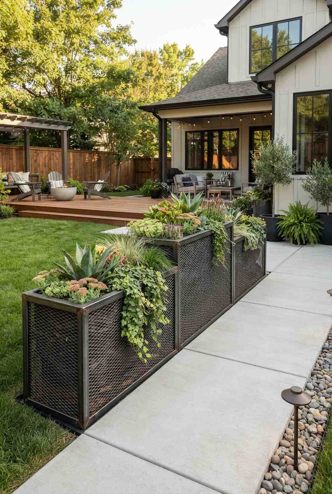 welded steel mesh planters