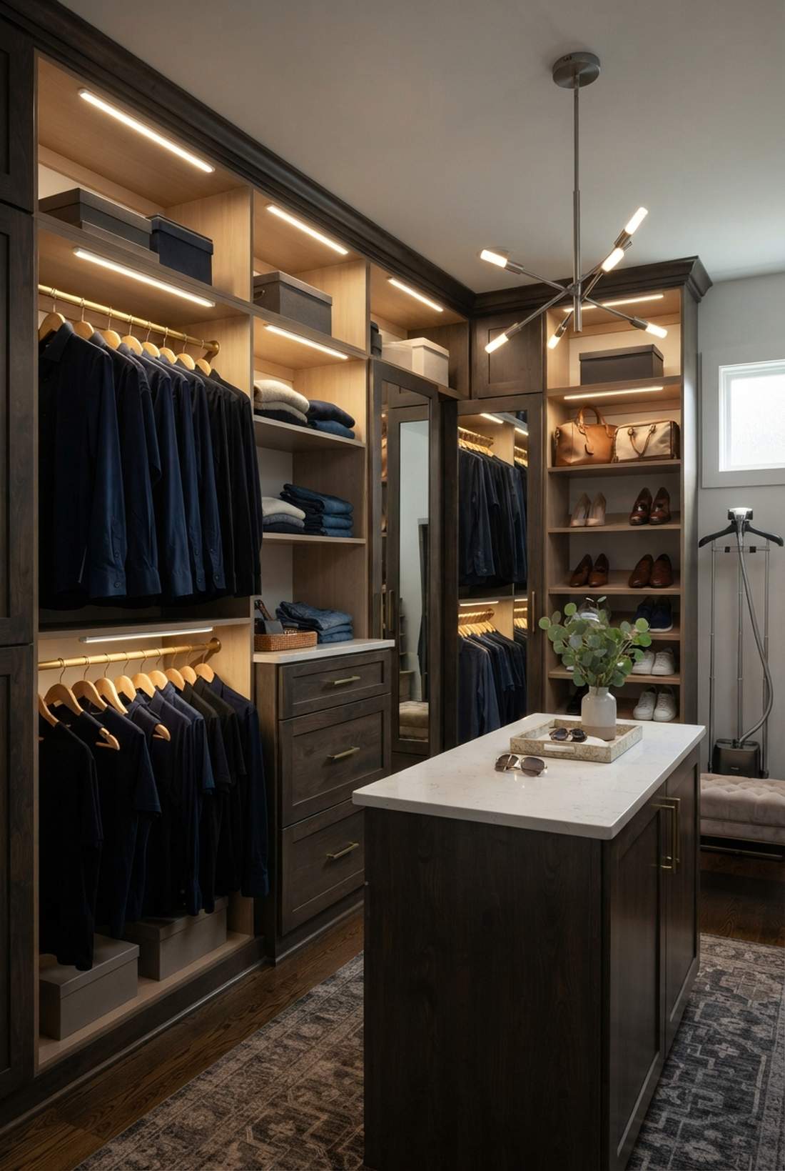 closet interior organization lighting