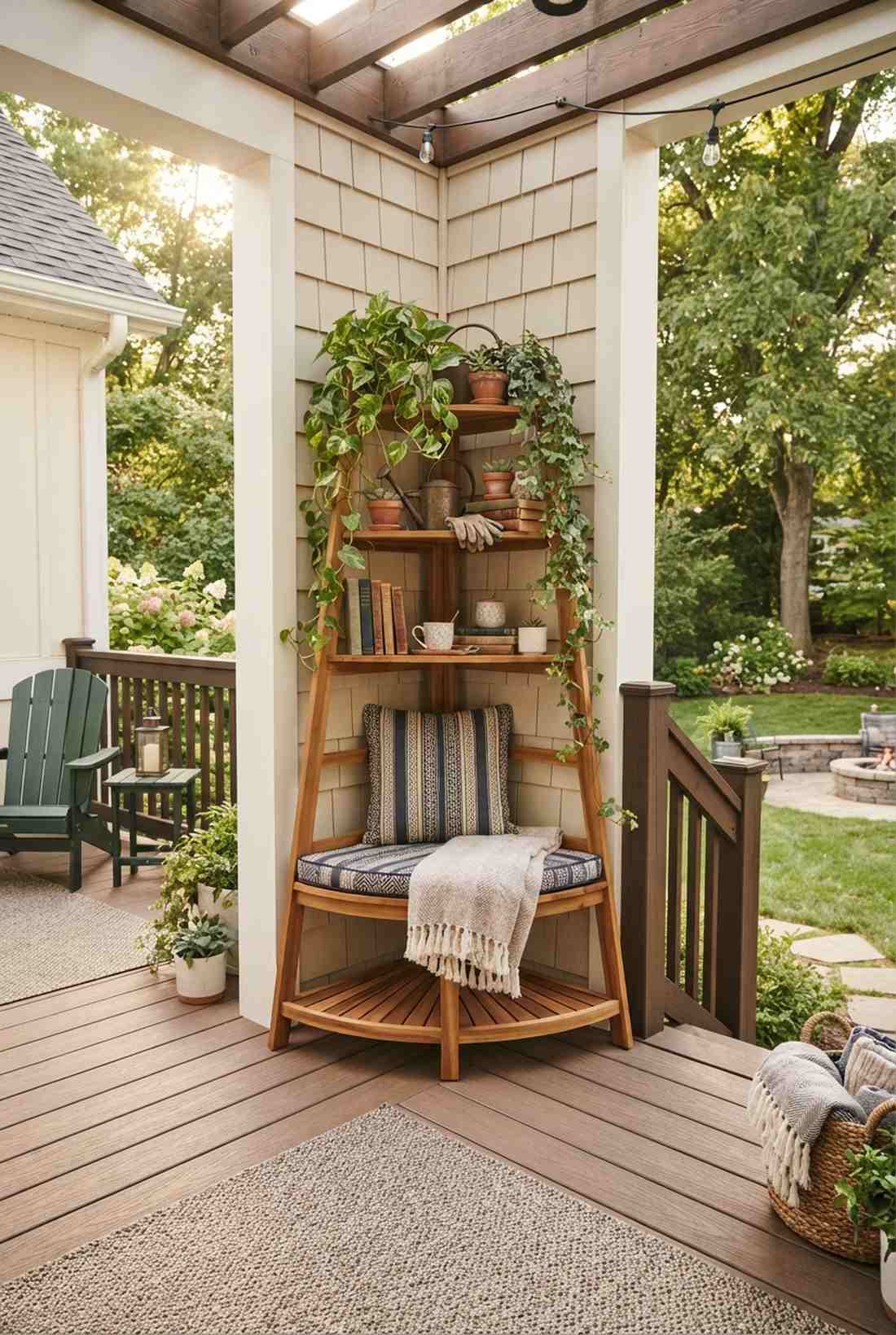 corner ladder shelf seat