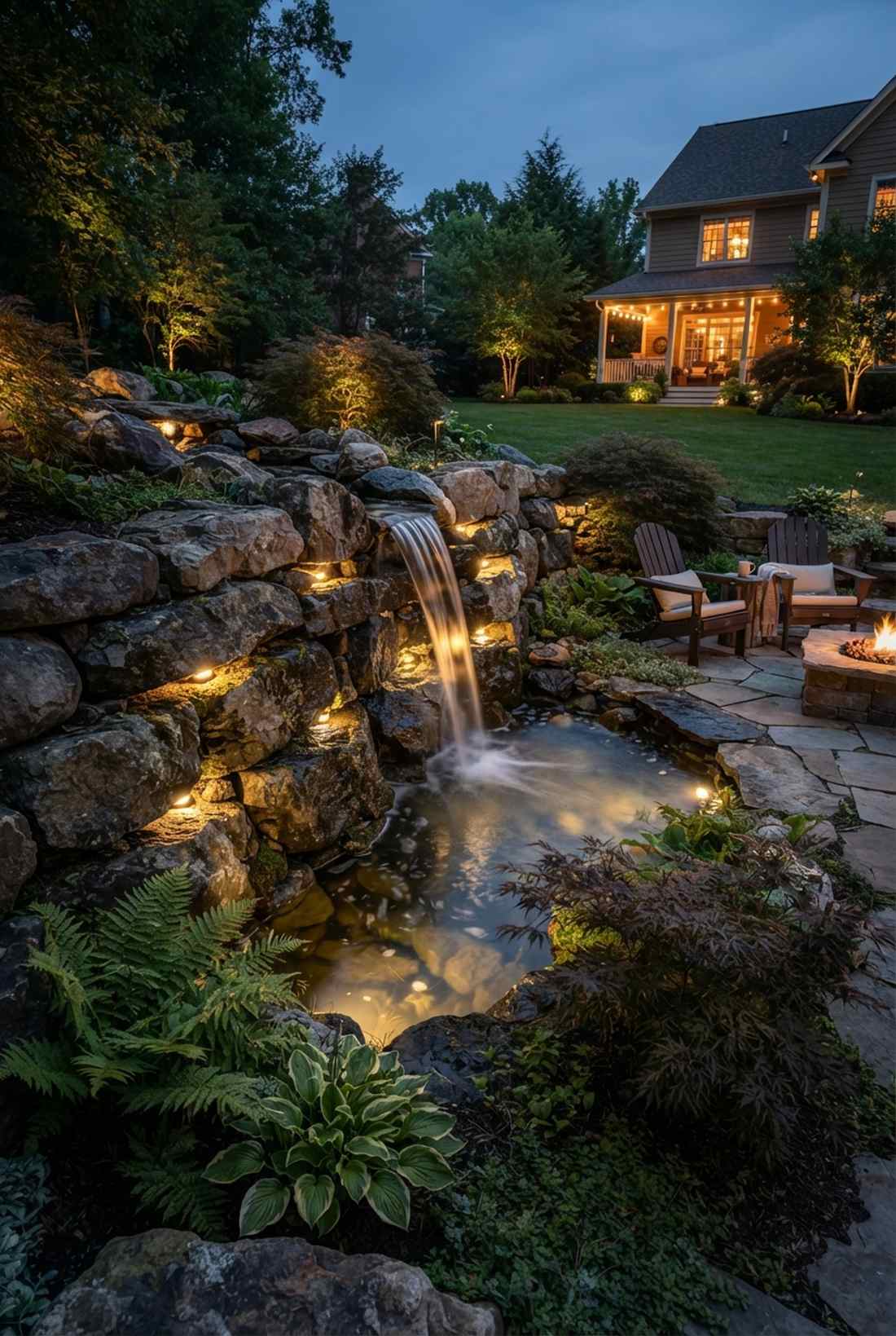 rock formation crevice lights
