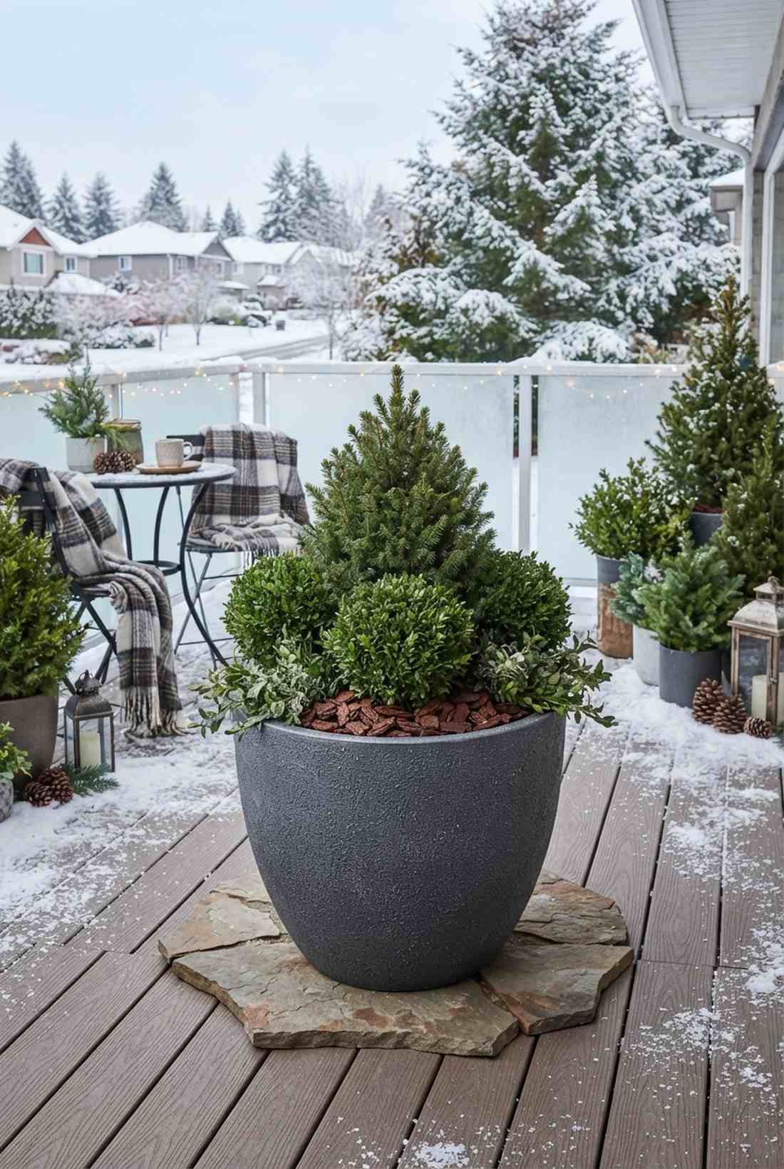 winter evergreen structure