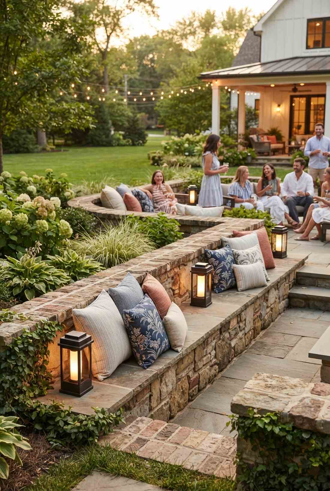 built in stone seating