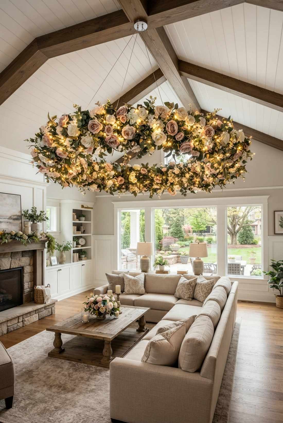 floral chandelier light combination
