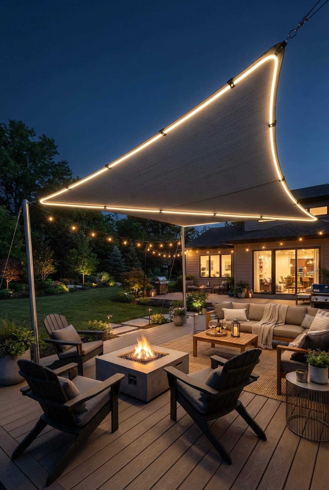 overhead shade sail outlining