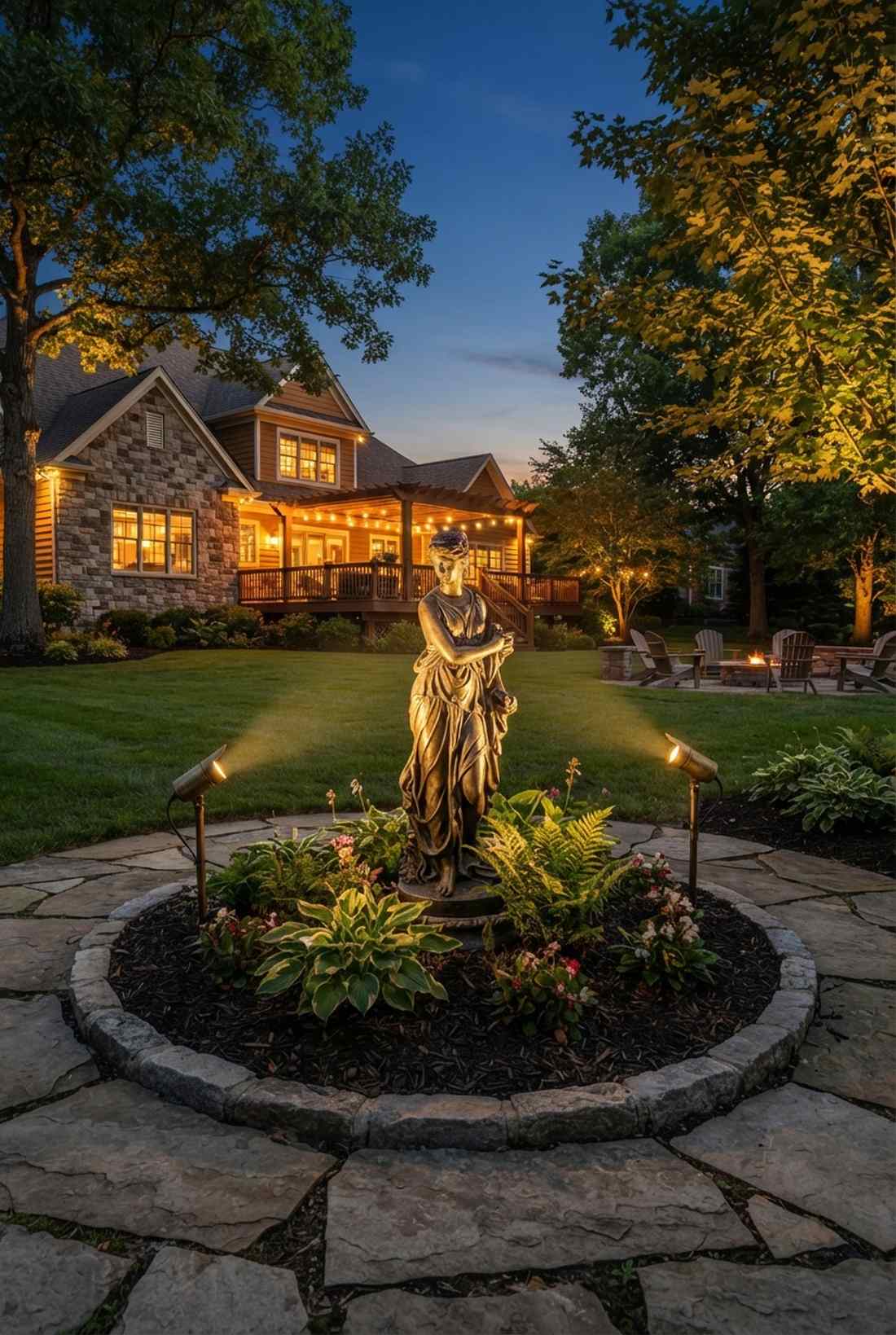 accent lighting for garden sculpture