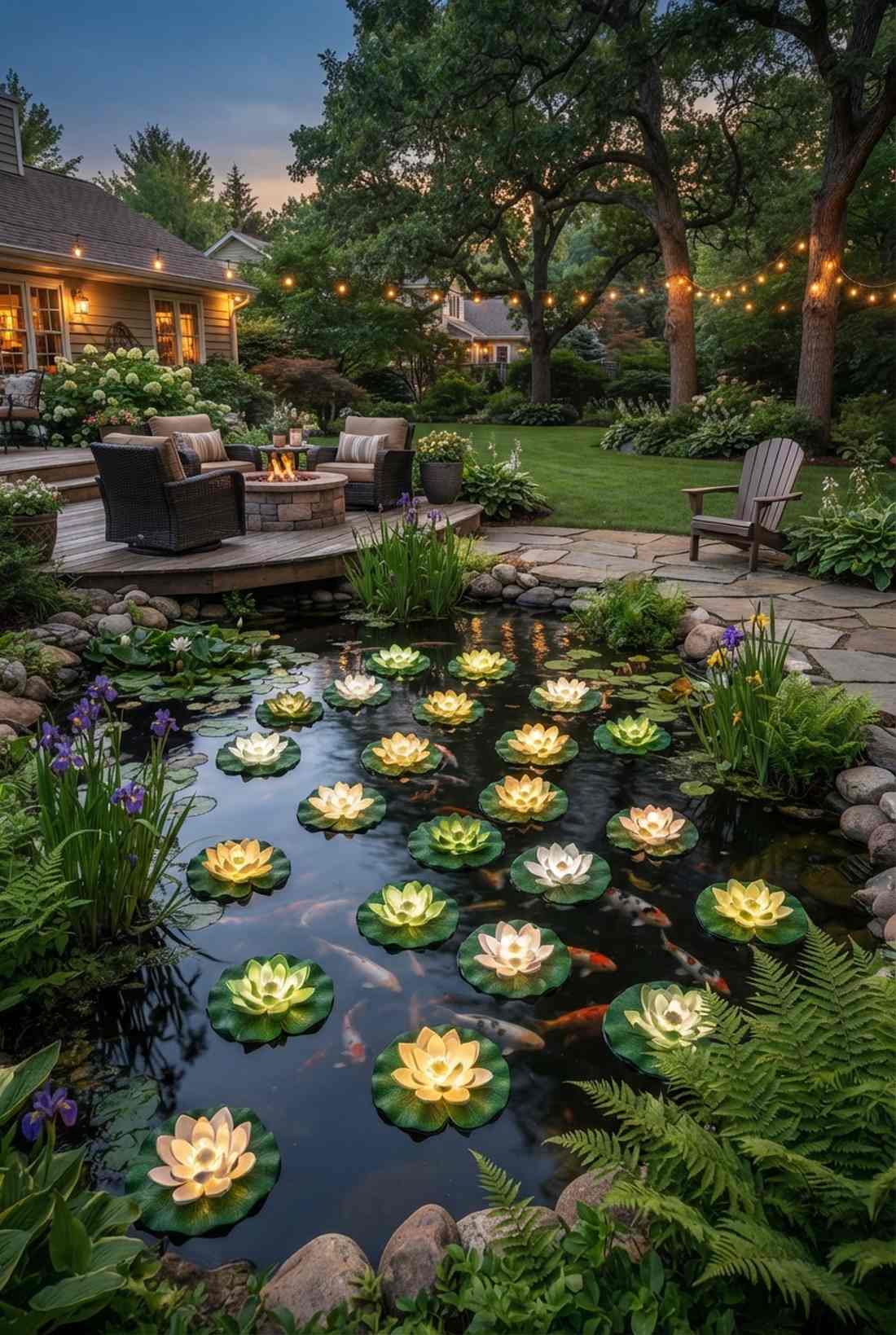 floating pond lily lights