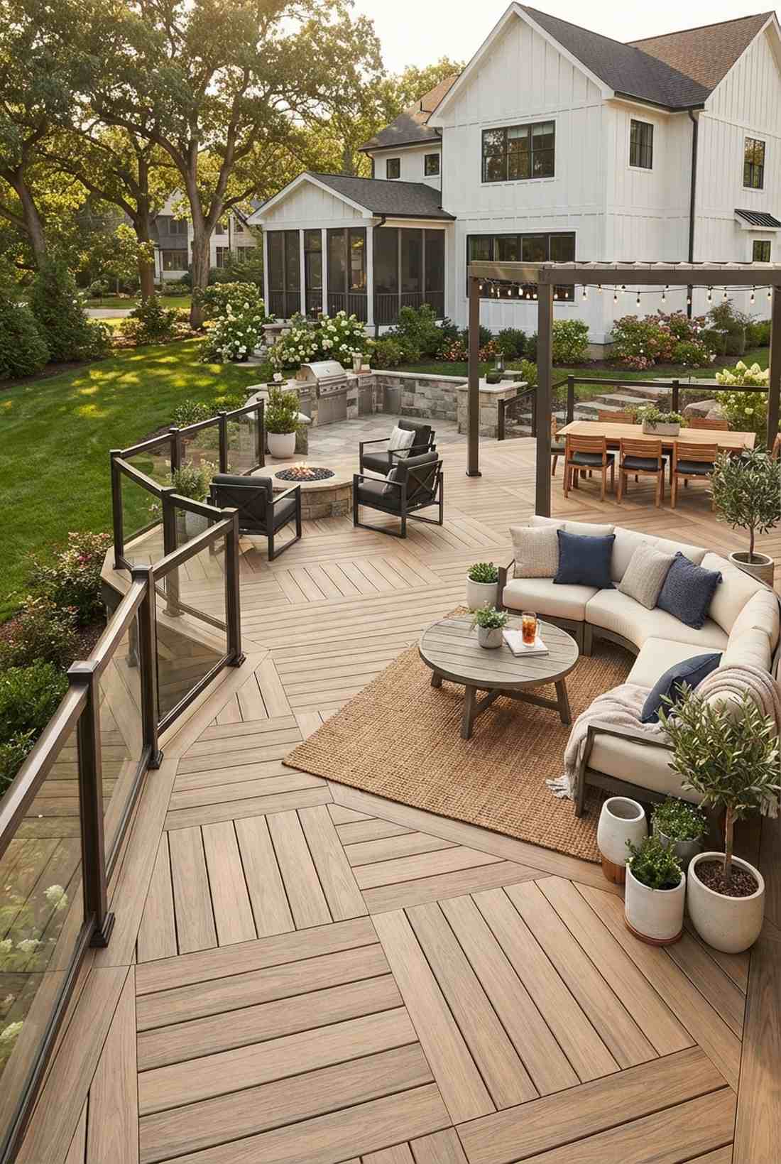 herringbone pattern deck
