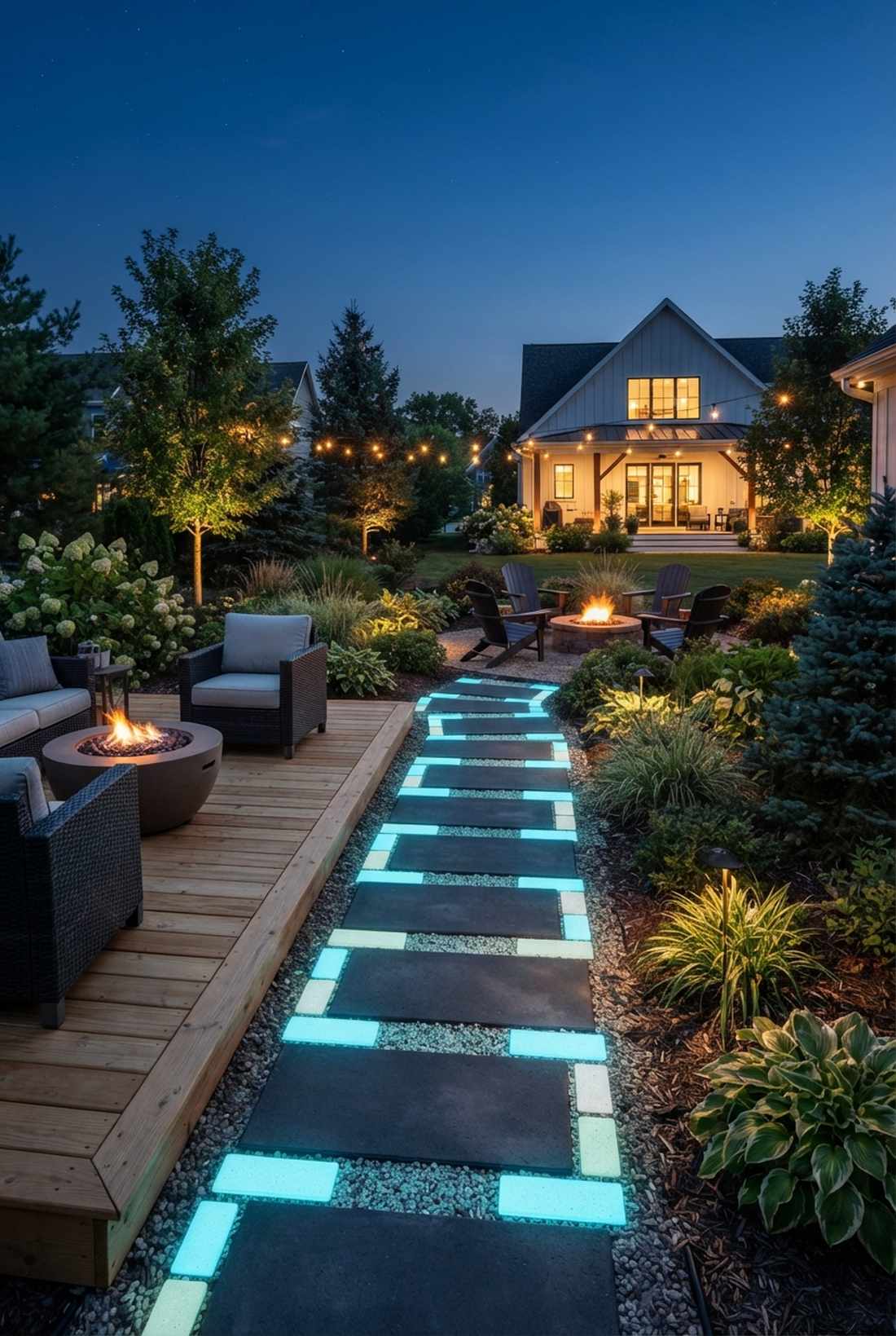 illuminated night pathway