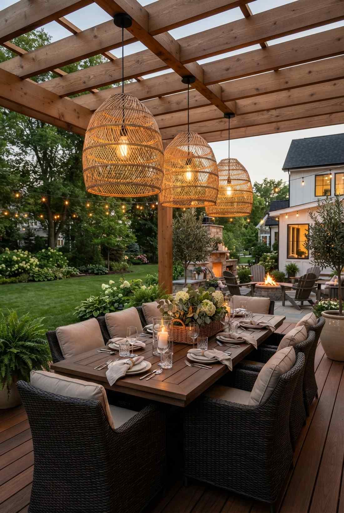pendant lighting over dining