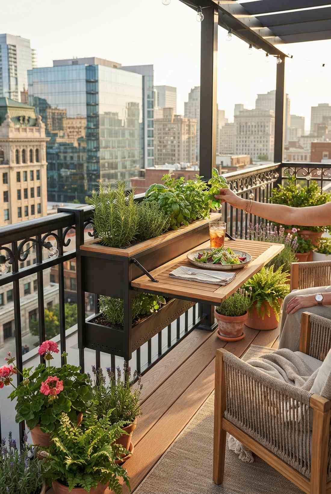 rail top planter table