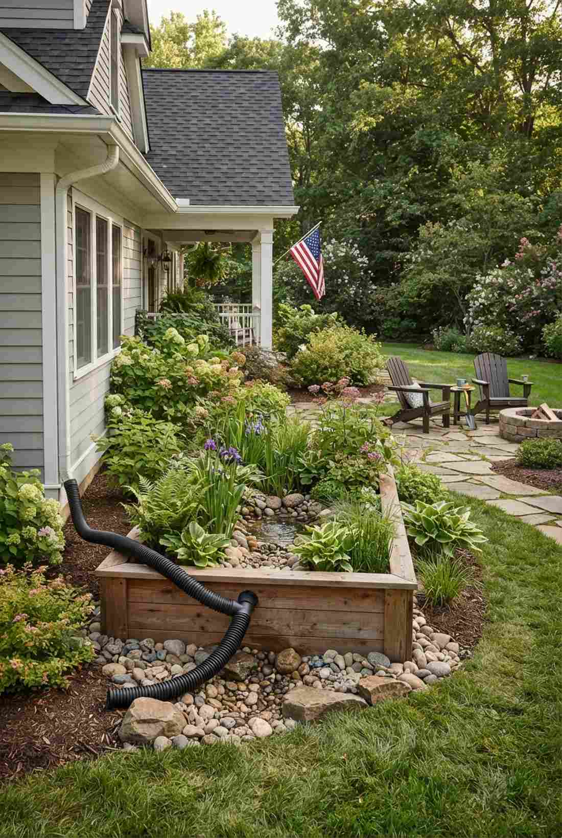 rain garden overflow bed