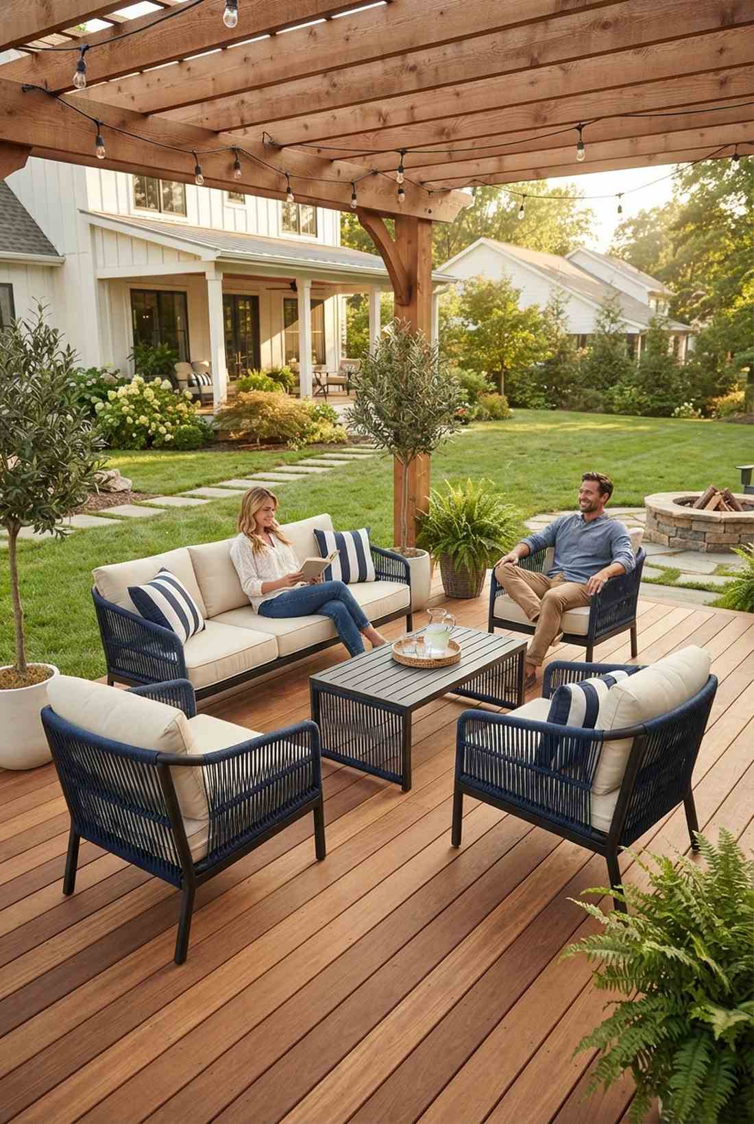 rope wrapped aluminum lounge collection