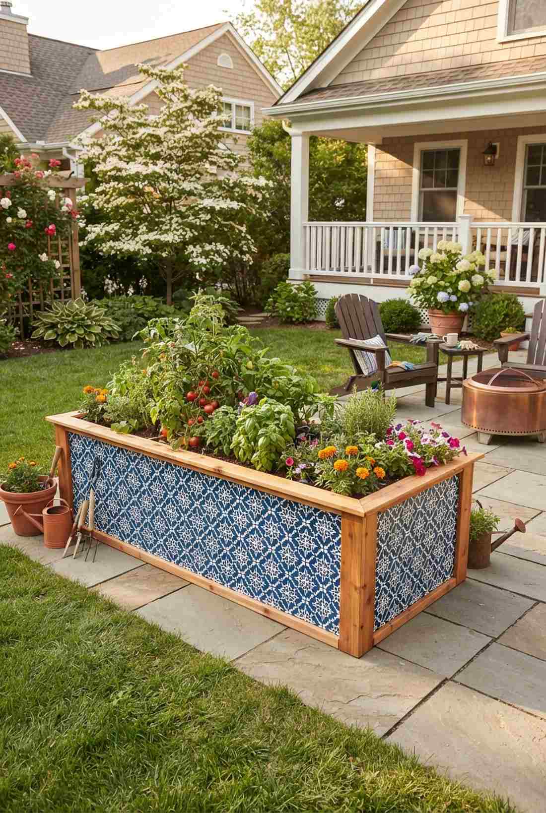 stenciled pattern bed