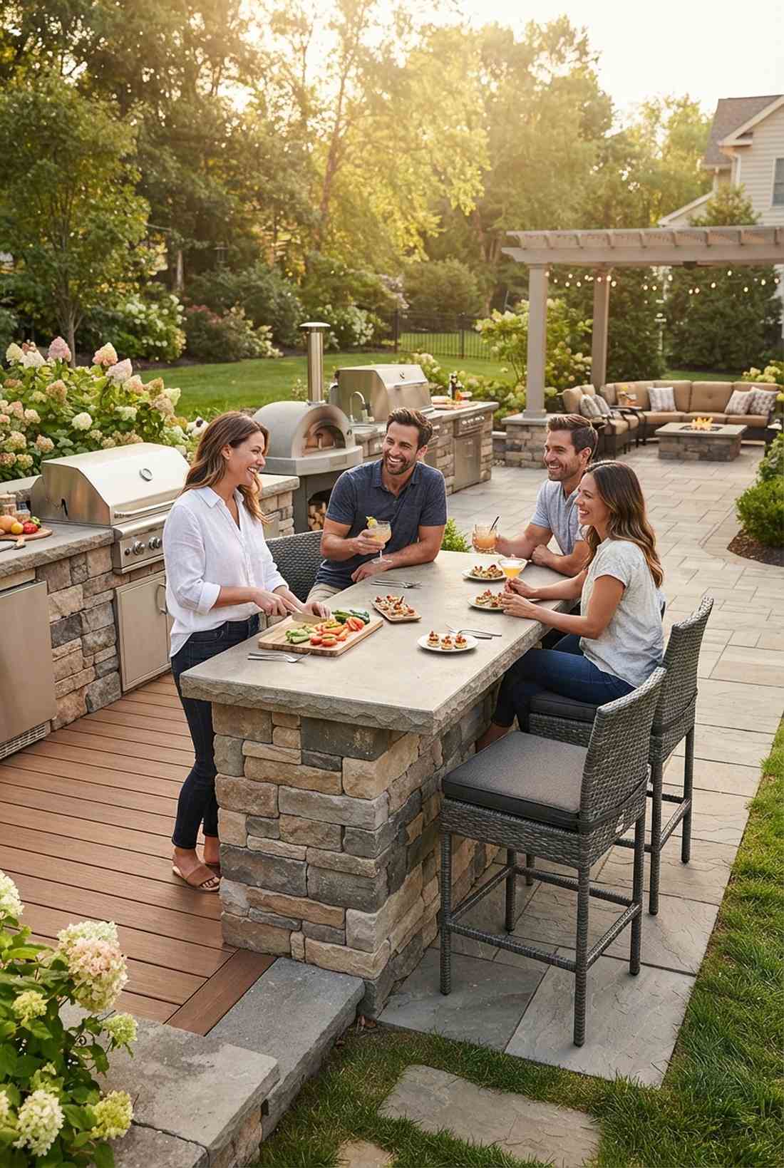 outdoor bar seating for serving zone
