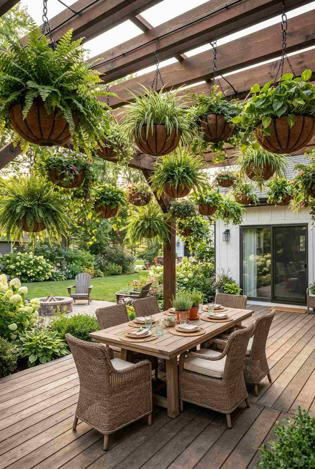 pergola with hanging garden elements