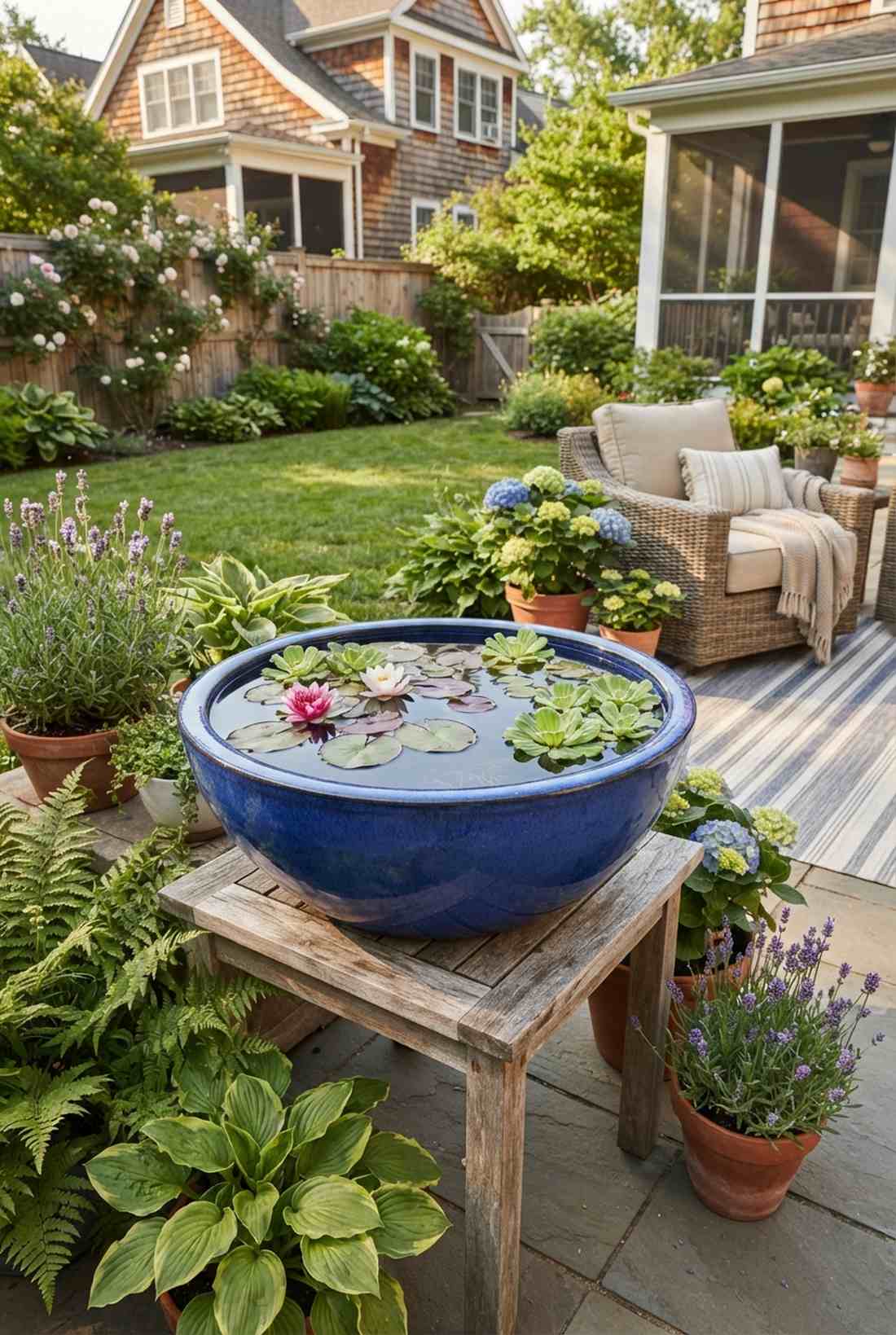 water feature pot gardens
