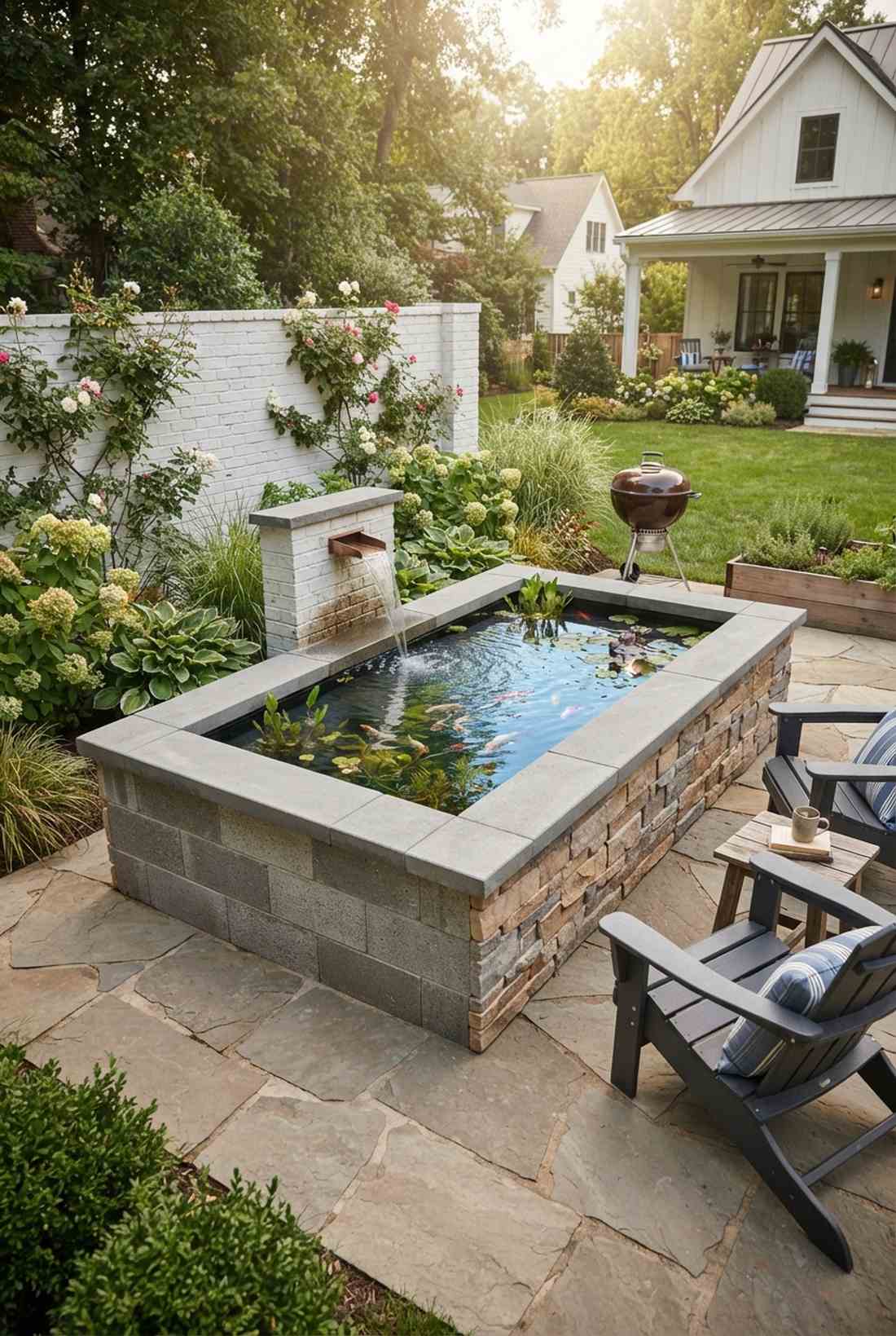raised pond with coping