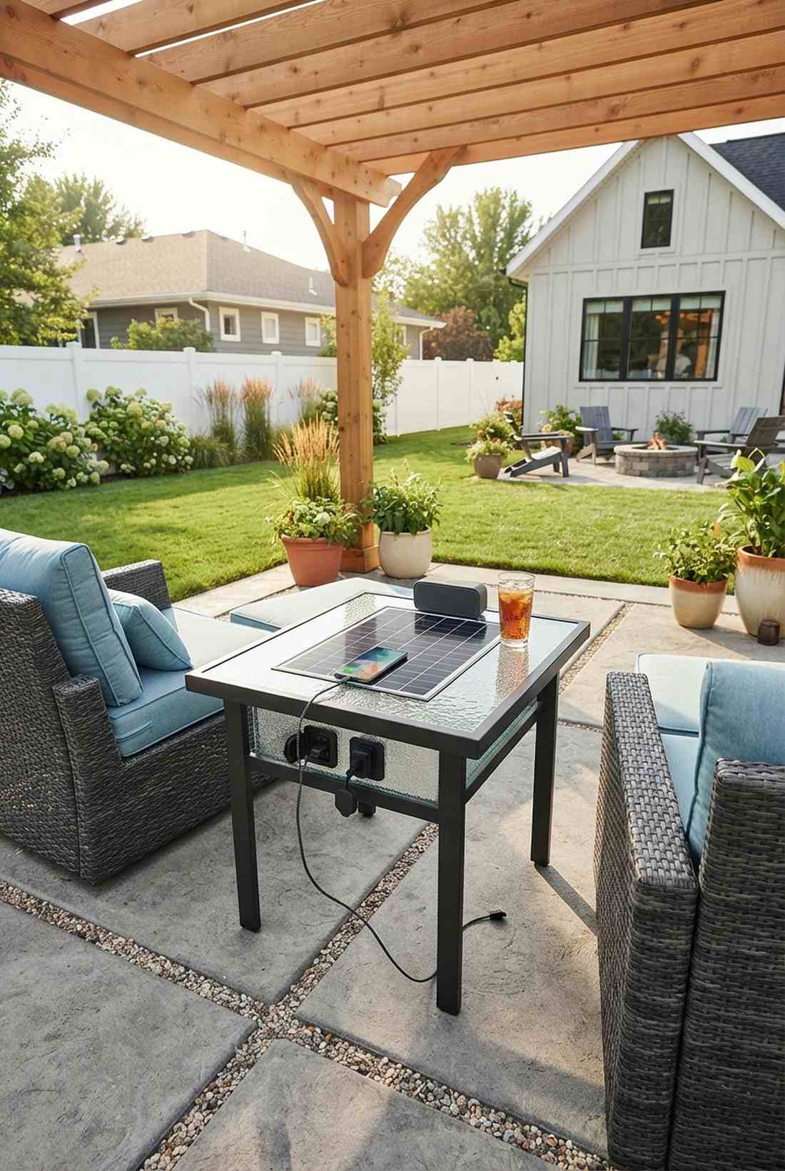 solar charging table with usb ports