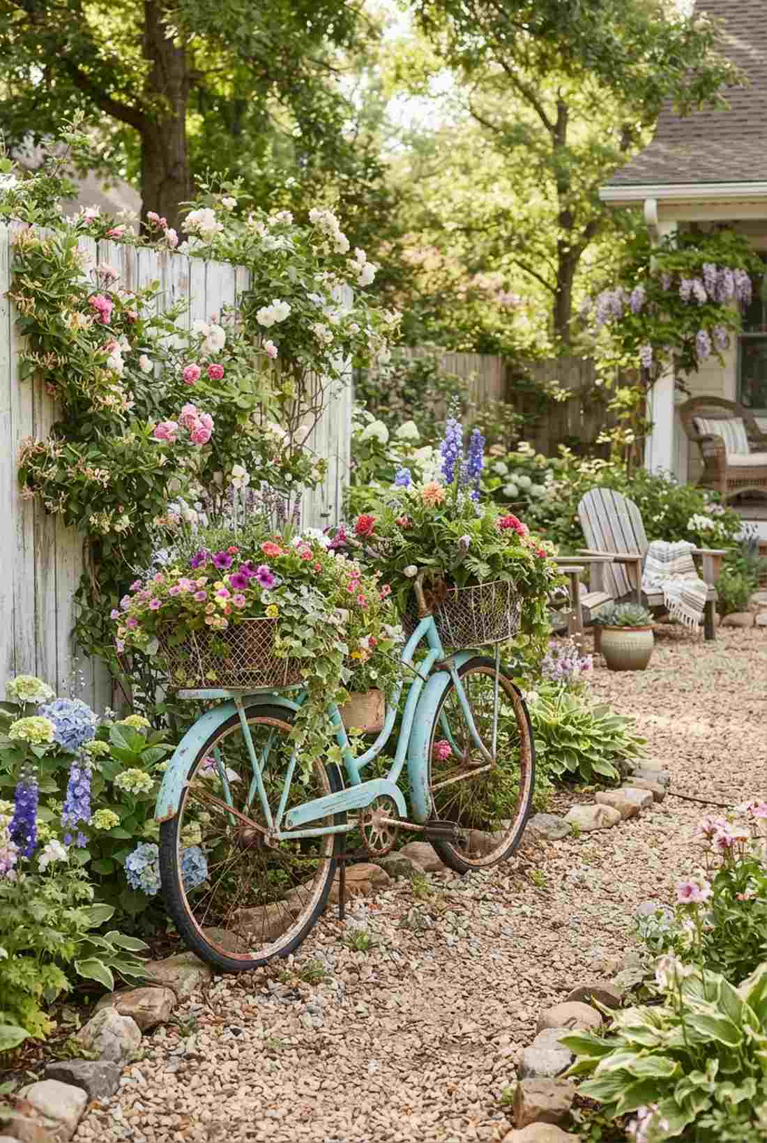 bike frame flower planter