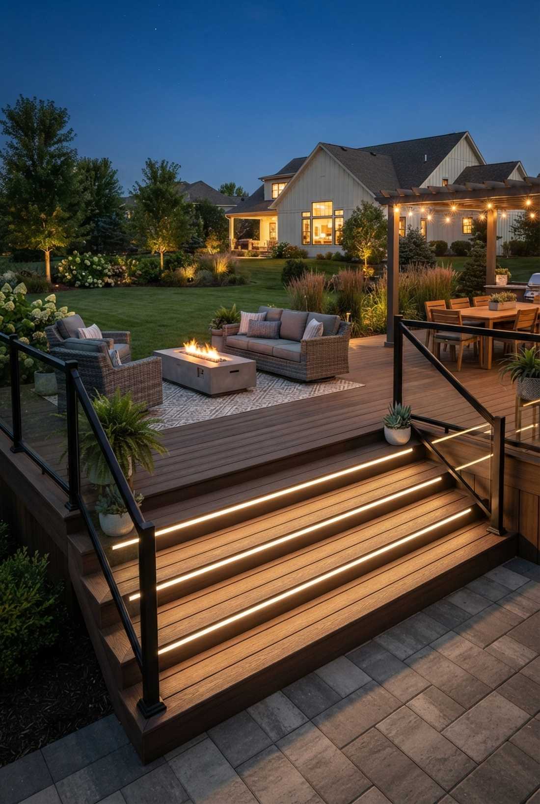 deck step riser linear lights
