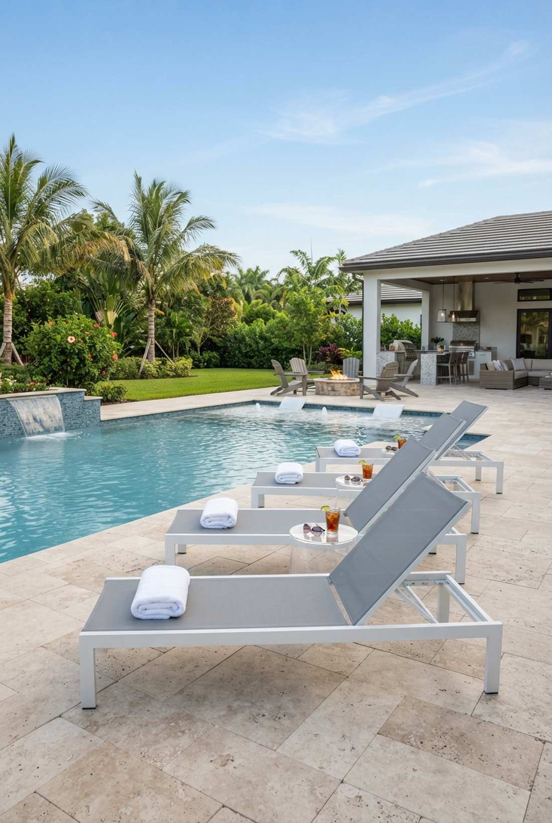 poolside chaise lounge array