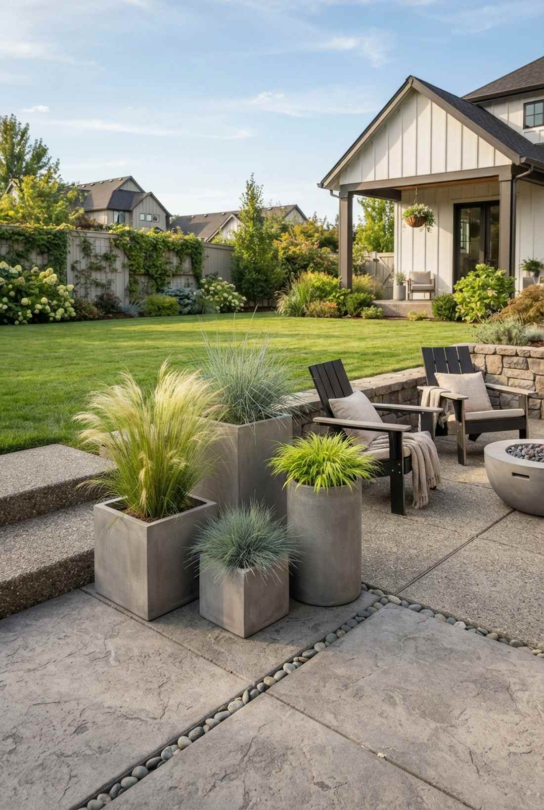 concrete planter groupings