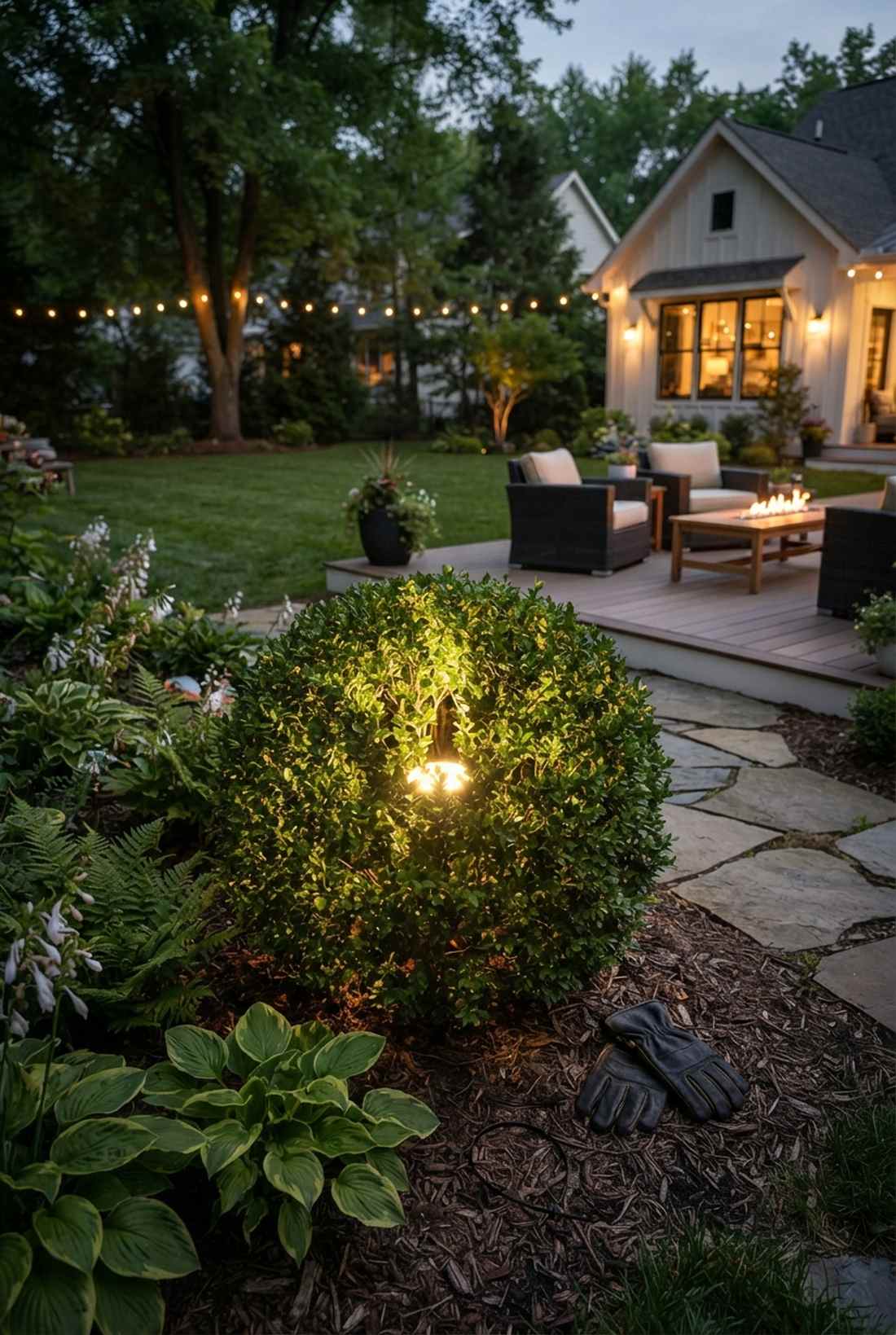 hedge topiary internal uplighting