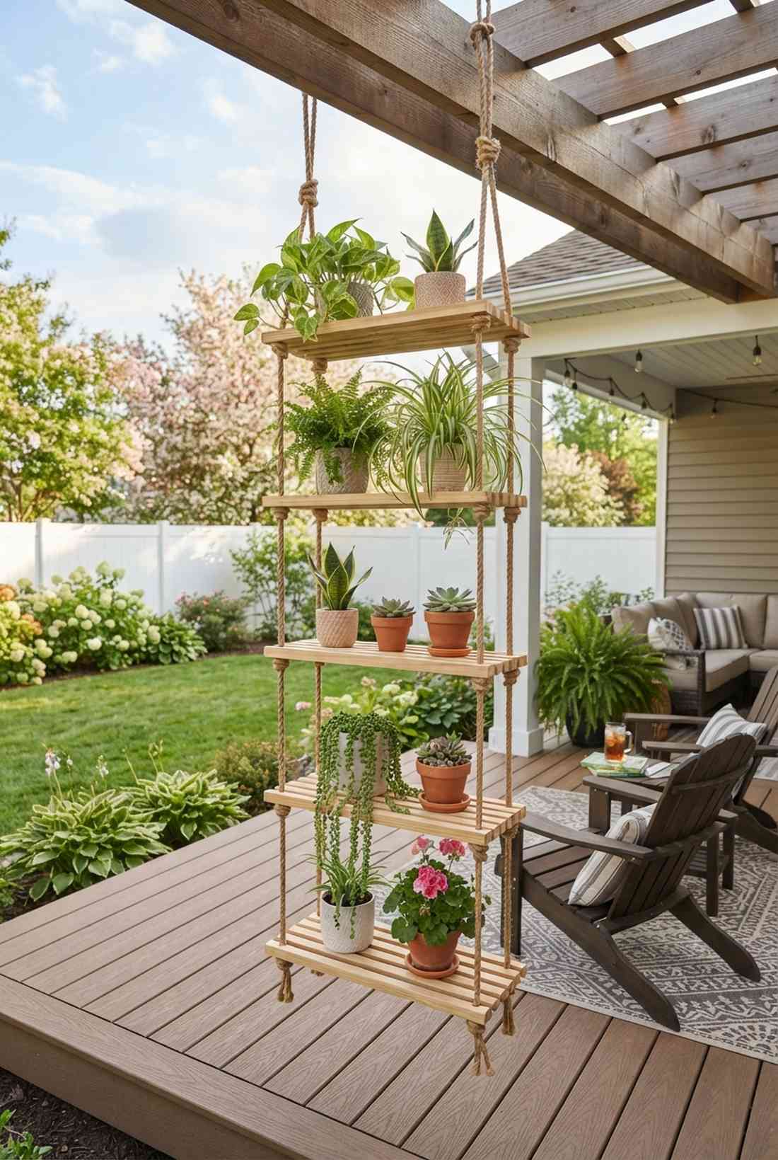tiered hanging shelves