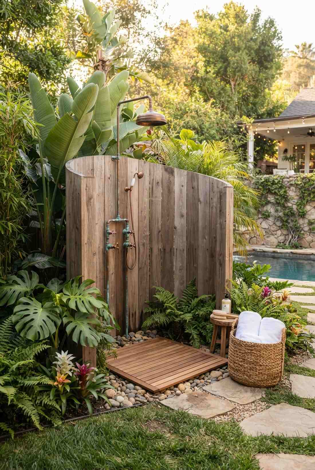 outdoor shower gardens