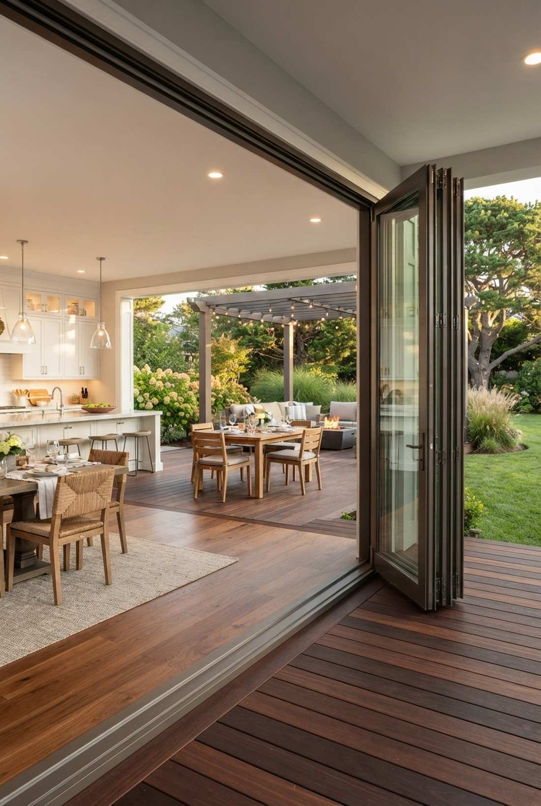 bi fold door opening to furnished terrace