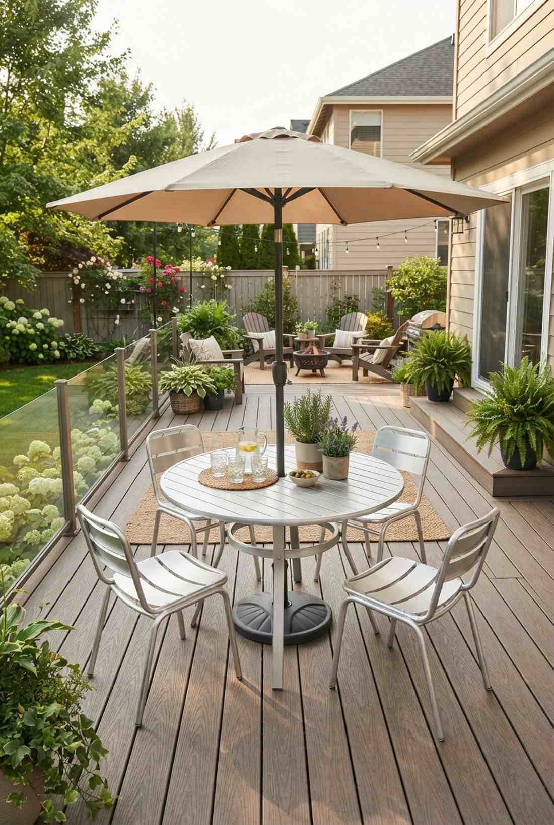 aluminum cafe set with umbrella port