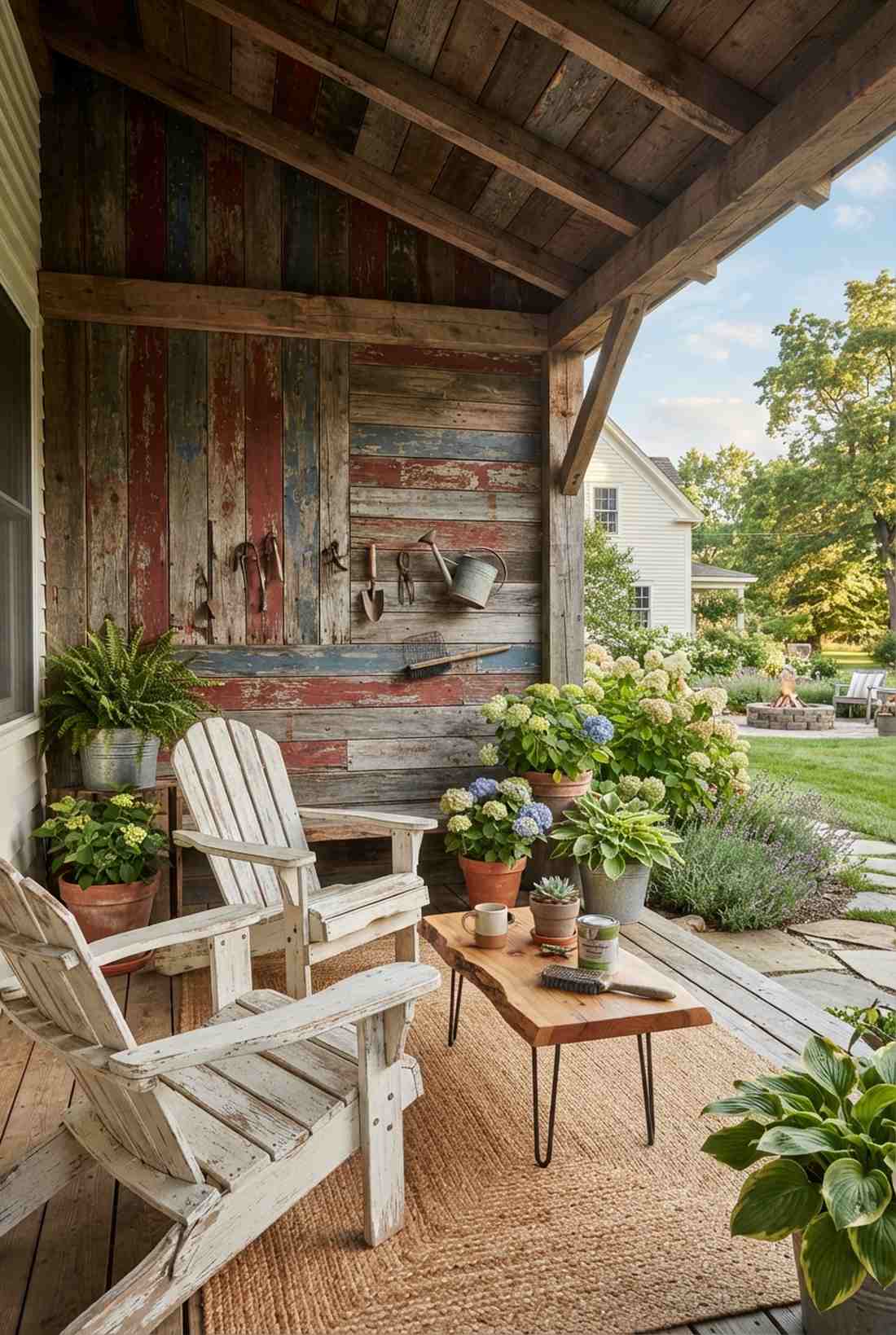 barn board with original paint traces