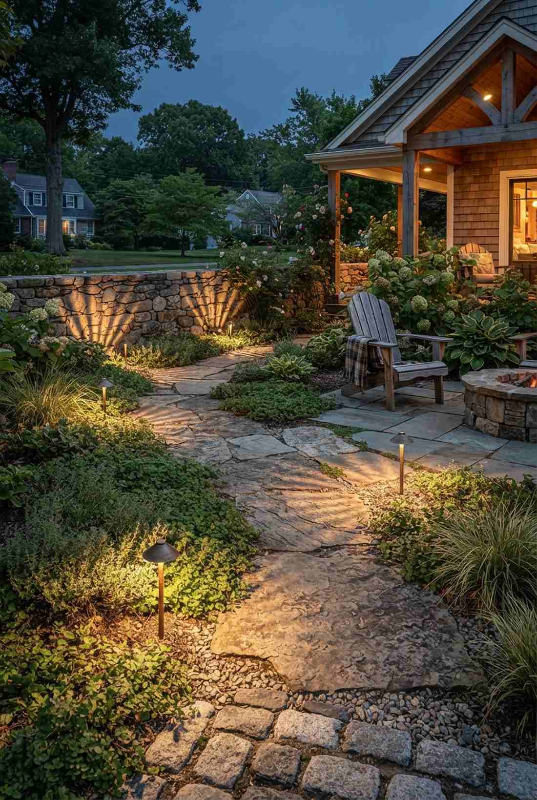 cobblestone accent uplights