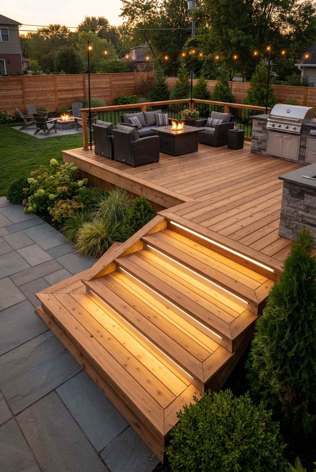 deck stair integrated led strips